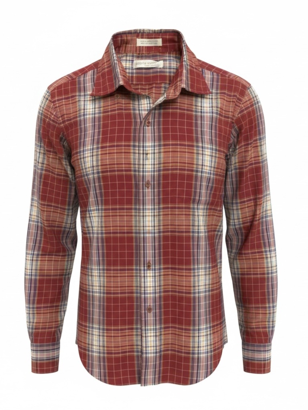 Pierre Cardin Men's Rust Plaid Button-Down Shirt, Vintage 90s Y2K